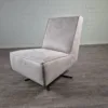Retro Design Armchair White-Grey Leather - Image 4