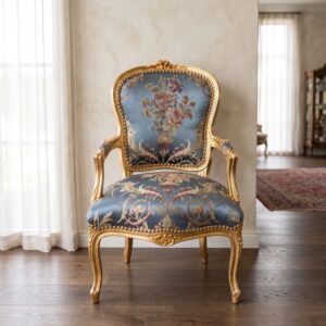 Baroque Chair Light Blue-Gold
