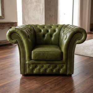 Chesterfield Armchair Leather Green
