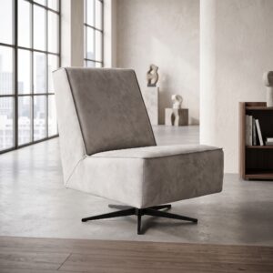 Retro Design Armchair White-Grey Leather