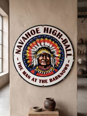 Enamel Advertising Sign Navahoe High-Ball Whiskey