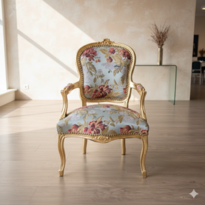 Baroque Chair Light Blue-Gold