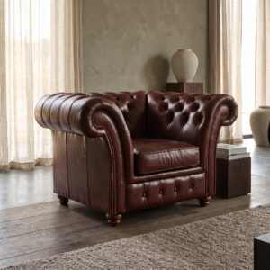 Chesterfield Armchair Leather Dark red-Brown