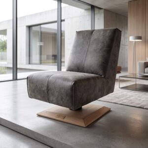 Design Armchair Grey-Brown Leather