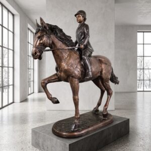 Sculpture Horse with Rider Bronze 1,20 m