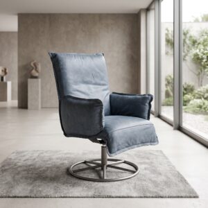 Design Armchair Blue-Gray Leather