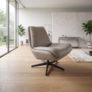 Design Armchair Beige Leather