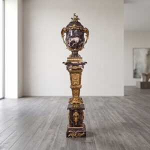 Columns with Vase Bronze Marble Black 1,77 m