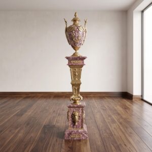 Columns with Vases Brass Marble Red 1.75 m