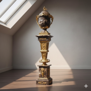 Columns with Vase Bronze Marble Black 1,77 m