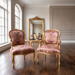 Baroque Chair Flowers Gold-Pink Set