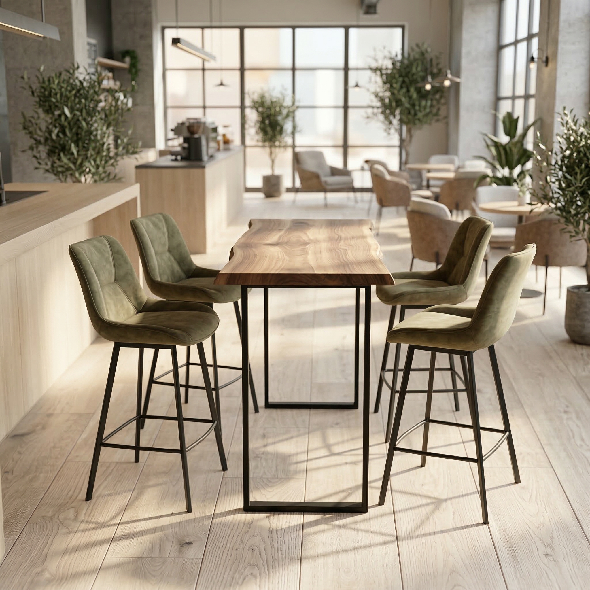 Barstool Olive Velvet - Image 2