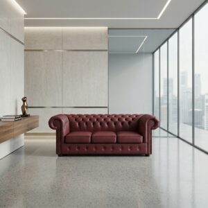 Chesterfield Sofa Leather Red 2,05 m