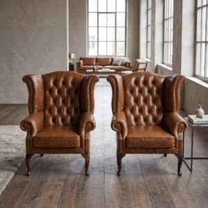 Armchair Set Leather Old-Cognac