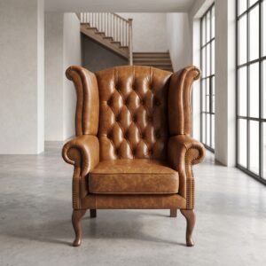 Chesterfield Ladies Armchair Leather Old-Cognac