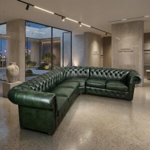 Chesterfield Corner Sofa Dark Green 2,90 m x 2,40 m