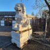 Marmor Statue Lions on Pedestal 1,65 m