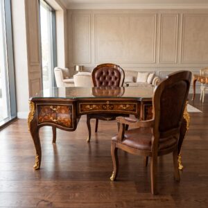 Desk Baroque Style with Chairs Walnut 1,80 m x 0,90 m