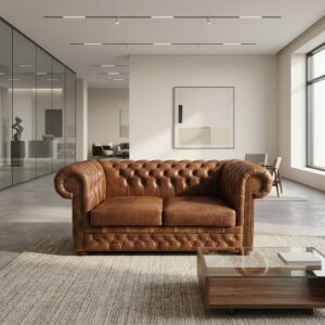 Chesterfield Sofa Leather Brown 1,80 m