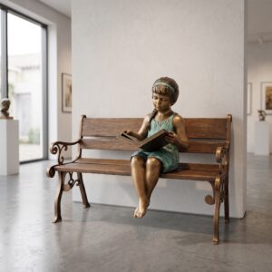 Statue Girl on Bench Bronze 1,15 m