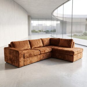 Corner Sofa Couch Rust Brown 2,90 m x 1,90 m Velvet