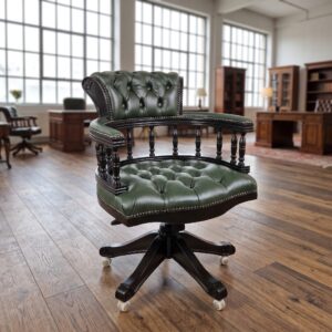 Chesterfield Office Chair Leather Green