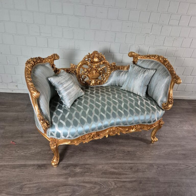 Bank Sofa Baroque style Gold-Silver Blue 1.35 m - Image 3