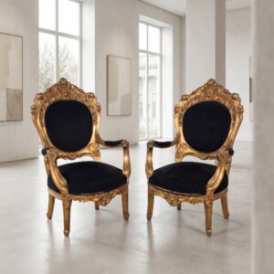Baroque Chairs Black-Gold Neobaroque Set