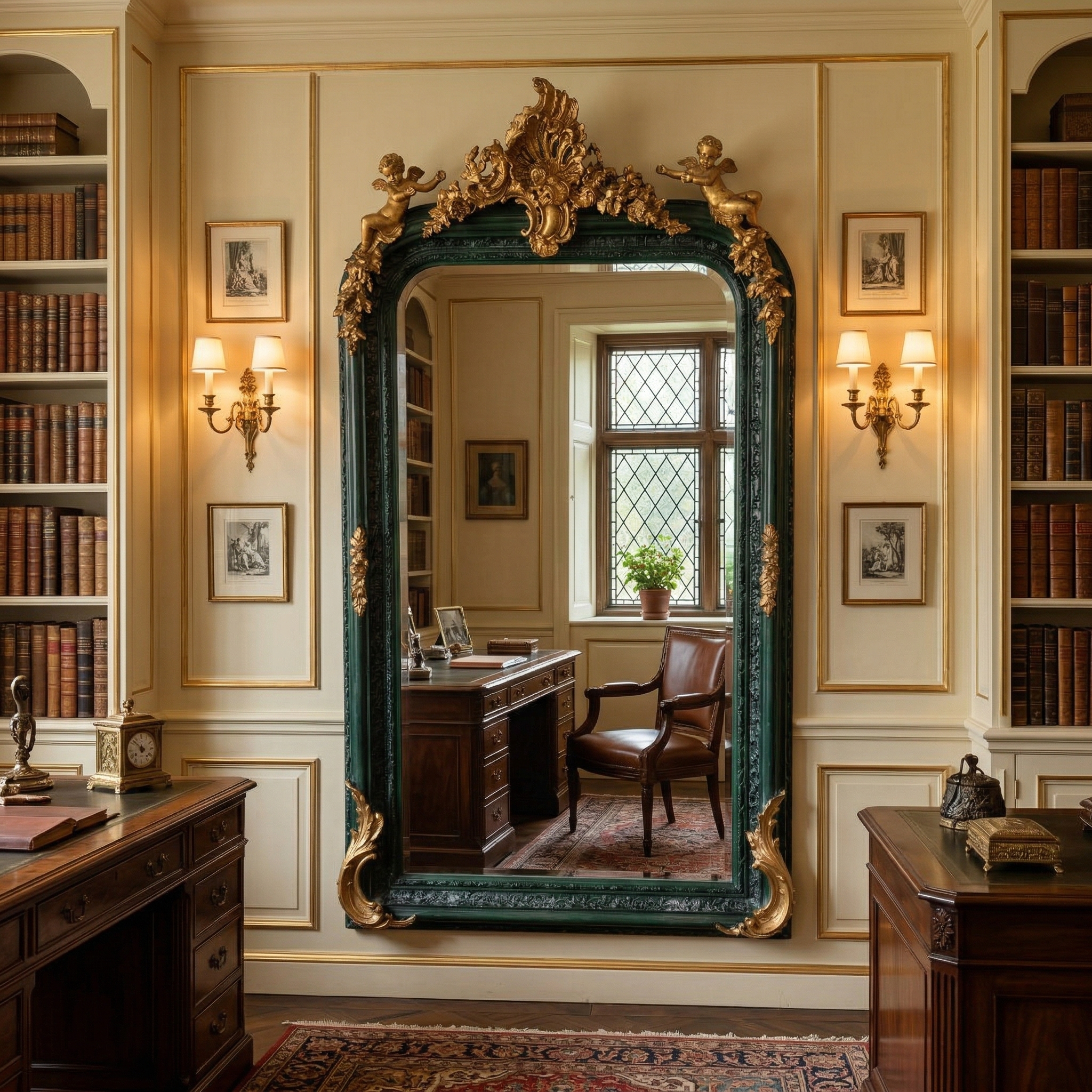 Mirror Green-Gold Baroque Style 0,96 m x 1,60 m - Image 2