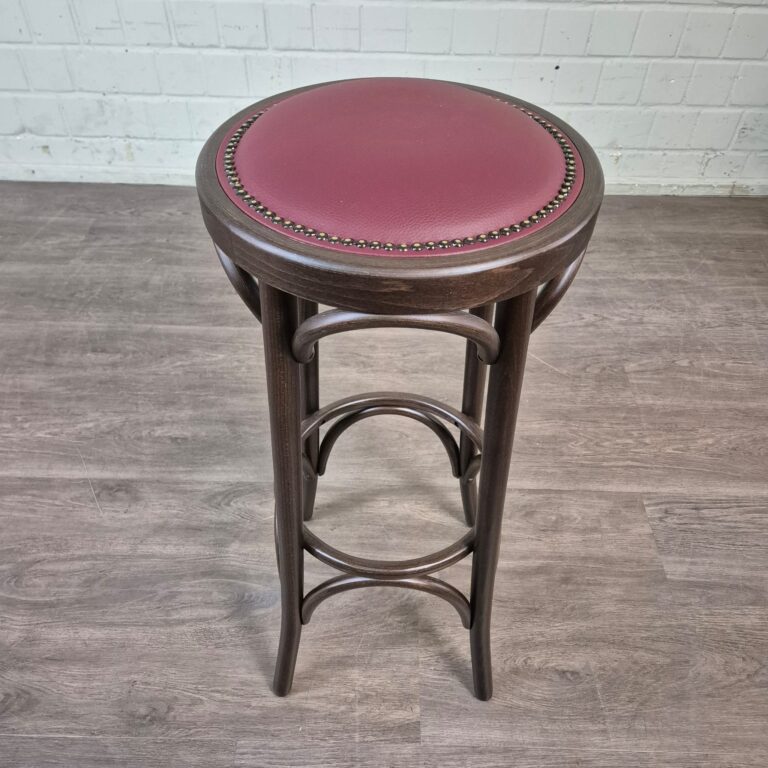 Bar Stool Vintage Walnut Wine Red - Image 5