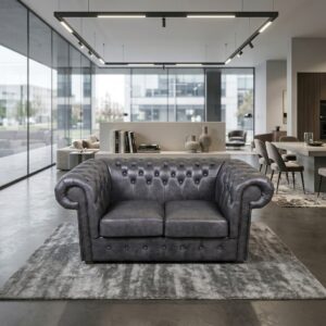 Chesterfield Sofa Leather Anthracite 1,62 m