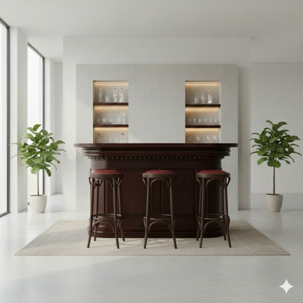 Bar Stool Vintage Walnut Wine Red - Image 2