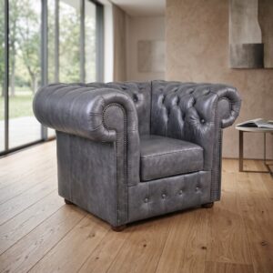 Chesterfield Armchair Leather Anthracite