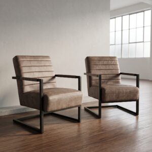 Dining Room Chair Leather Beige Set