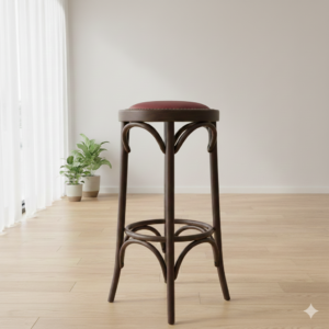 Bar Stool Vintage Walnut Wine Red