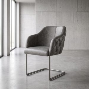 Dining Room Chair Leather Antracite washed