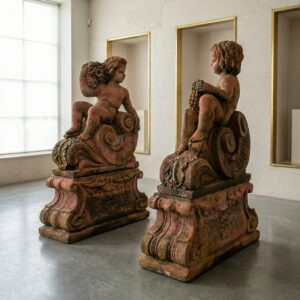 Statue Garden Statue Cherub Set Stone 1.45 m