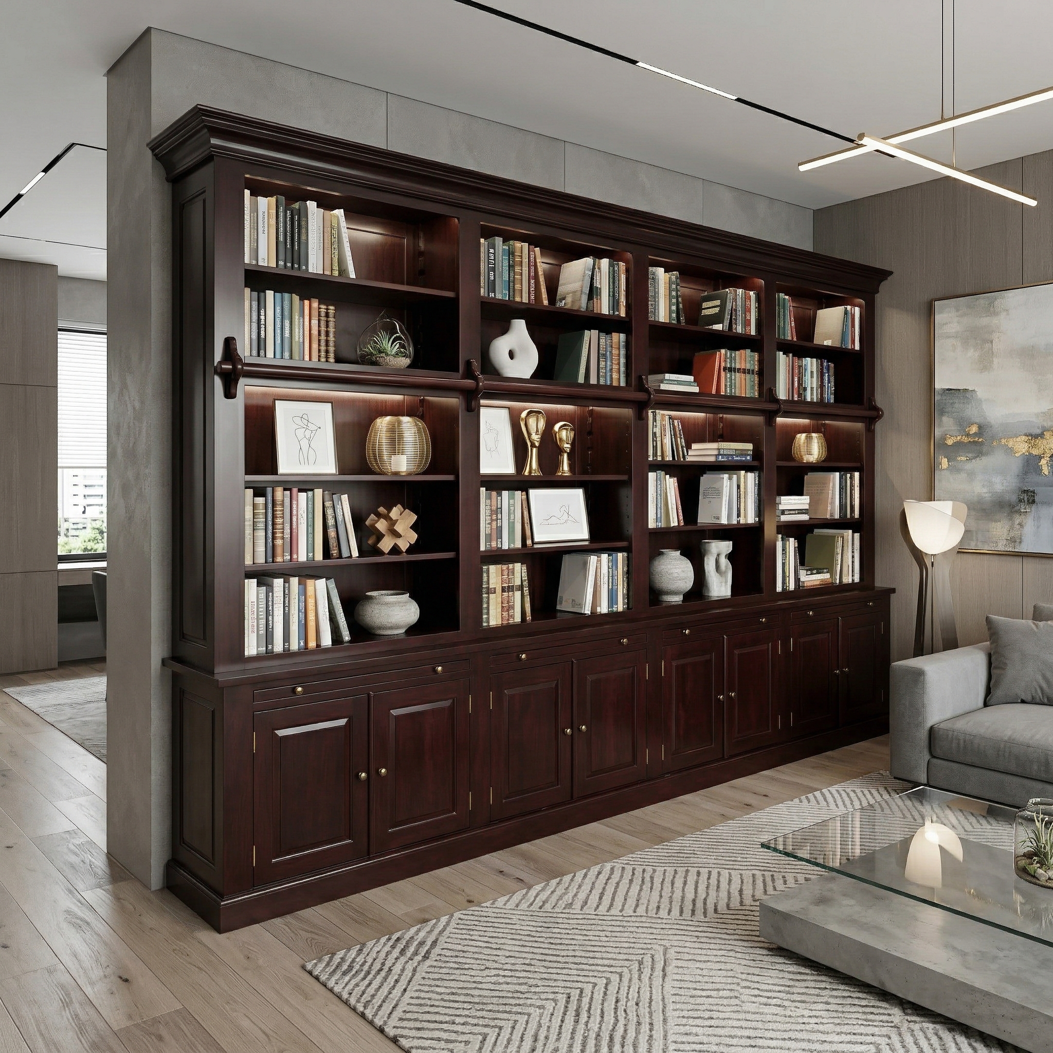 Bookcase Mahogany 4,15 m - Image 2