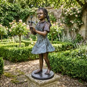 Statue Girl Child Bronze 0,94 m