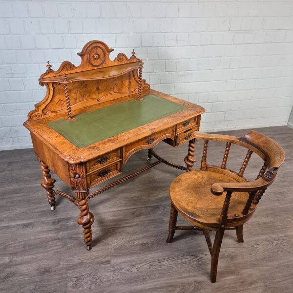 Desk Biedermeier 1850 Walnut - Image 4