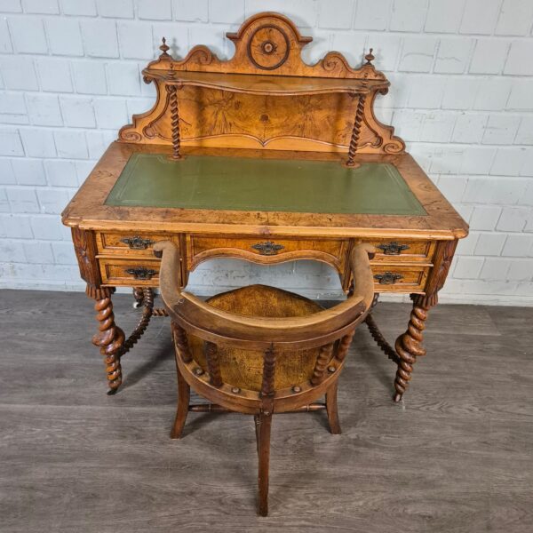 Desk with Chair Biedermeier 1850 Walnut - Image 2