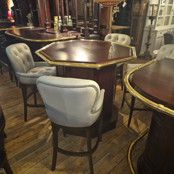 Chesterfield Bar Stool Leather Light Grey - Image 3