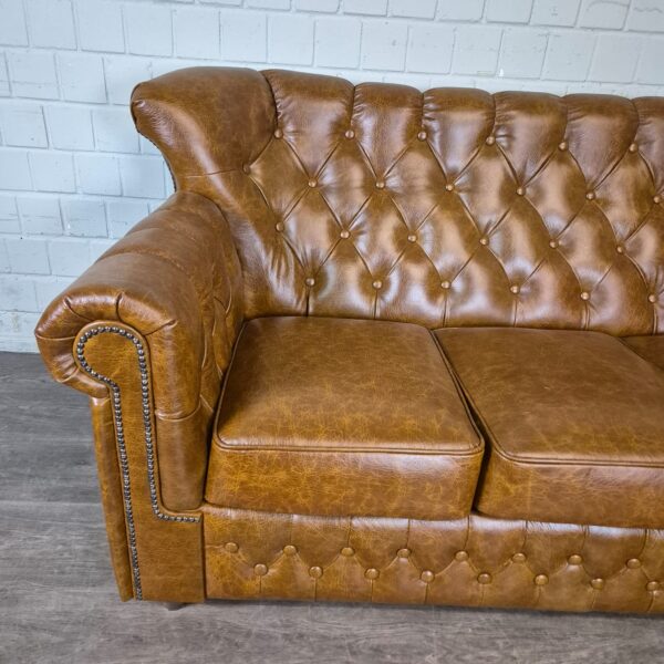 Chesterfield Sofa Camel 3-2-1 Leather - Image 6