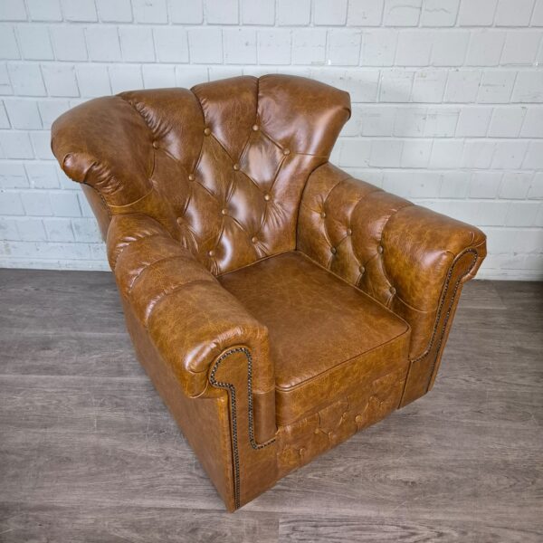 Chesterfield Sofa Camel 3-2-1 Leather - Image 16