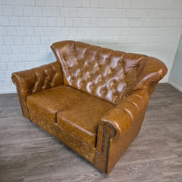 Chesterfield Sofa Camel 3-2-1 Leather - Image 12