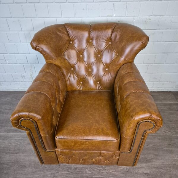 Chesterfield Sofa Camel 3-2-1 Leather - Image 17