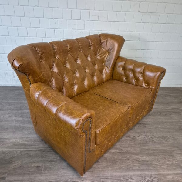 Chesterfield Sofa Camel 3-2-1 Leather - Image 11