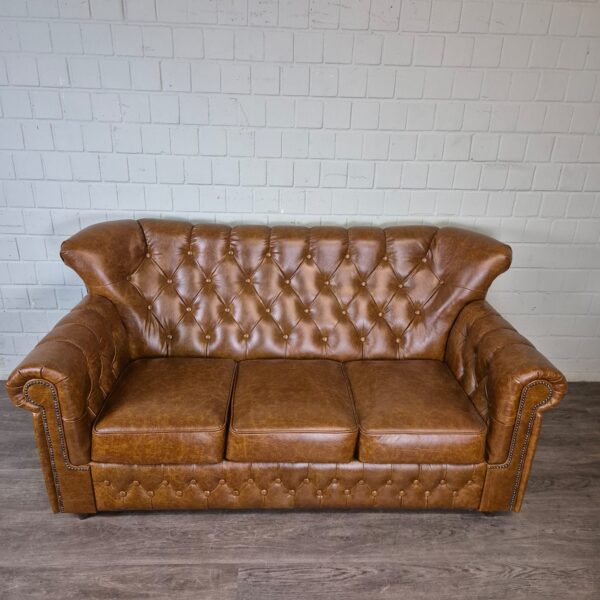 Chesterfield Sofa Camel 3-2-1 Leather - Image 2