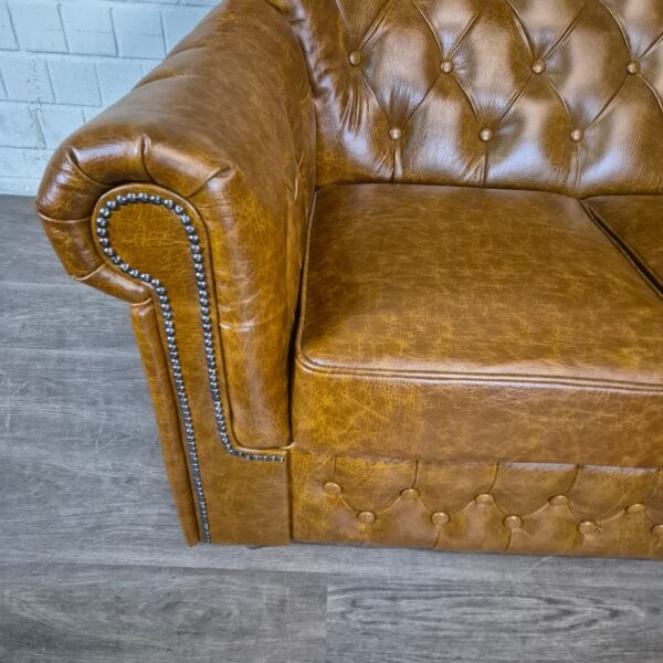 Chesterfield Sofa Camel 3-2-1 Leather - Image 13