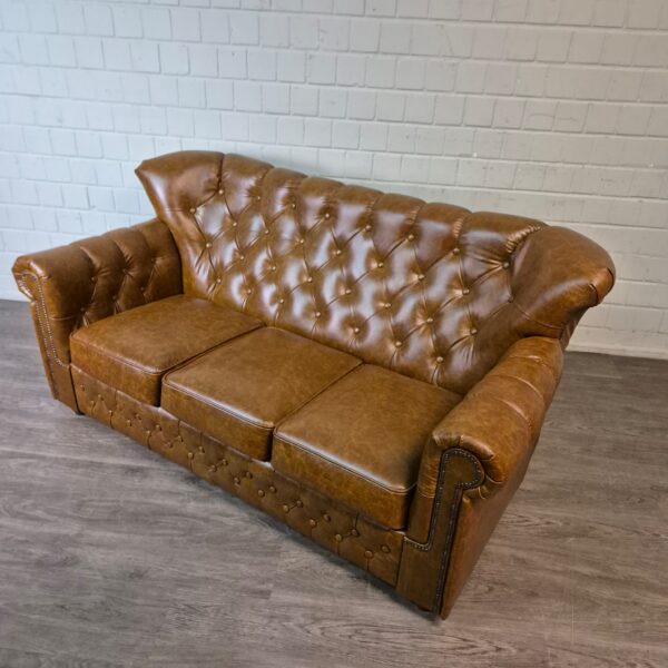 Chesterfield Sofa Camel 3-2-1 Leather - Image 4